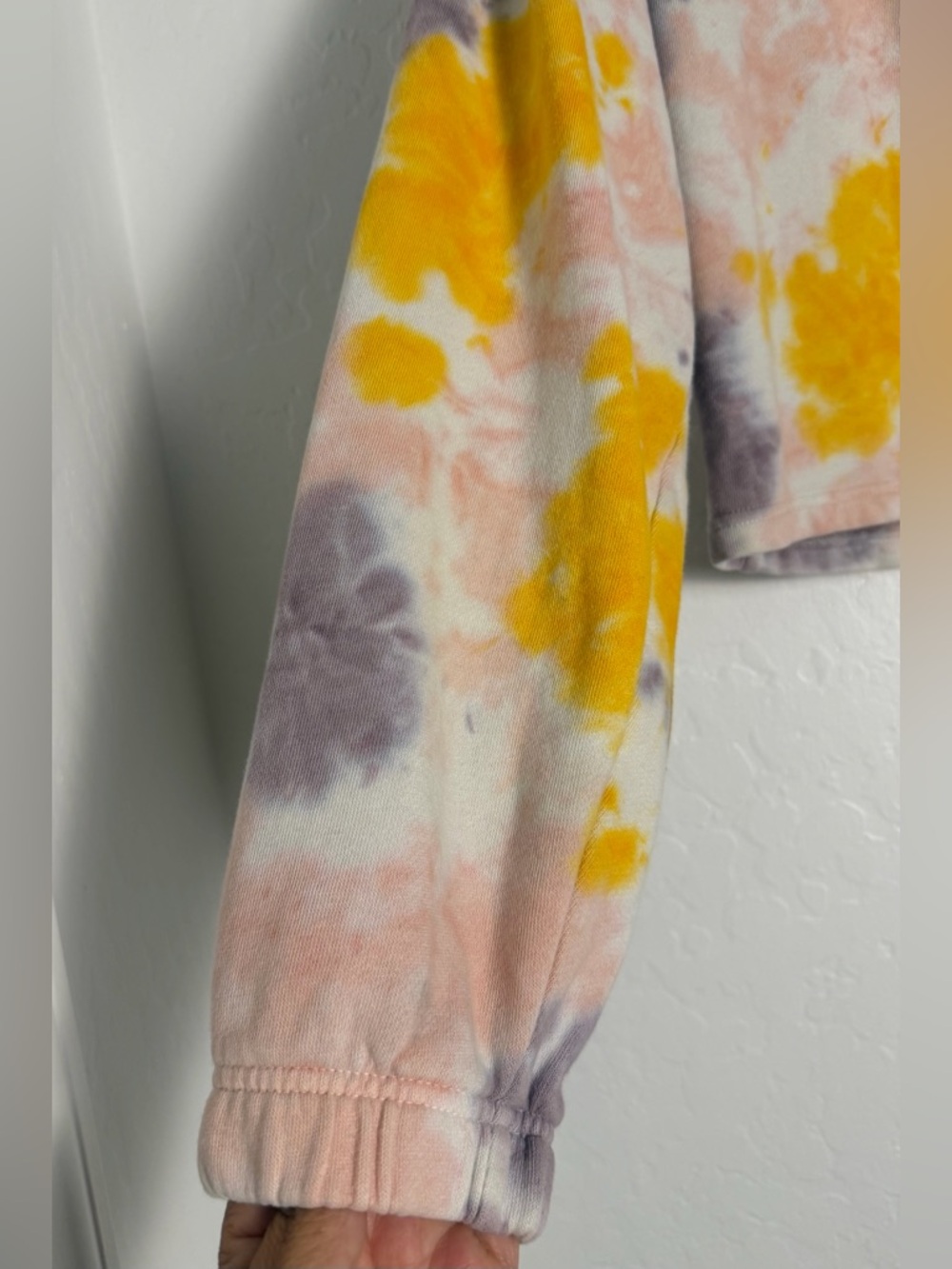 Vans Womens Medium Cropped Fleece Grunge Wash Tie Dye Purple/Pink Sweatshirt - Picture 10 of 10